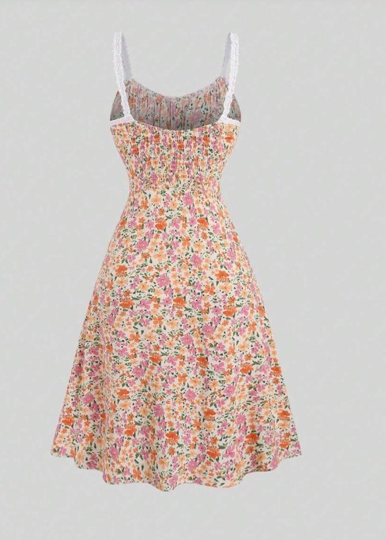 Floral Lace Trim Cami Dress - Image 3