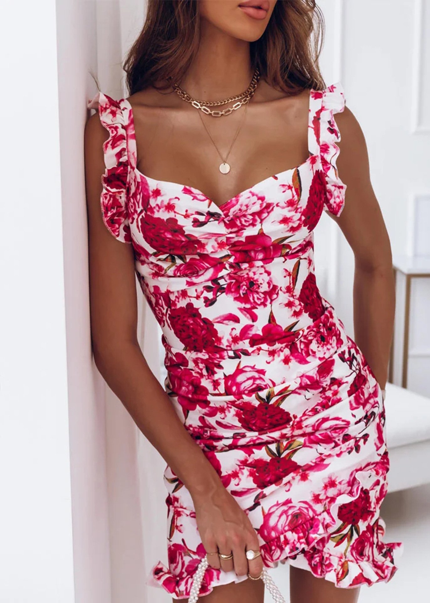 Floral Enchantment Mini Body Con Dress - Image 4